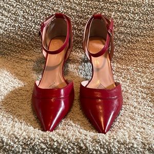 Red Ankle strap pointed toe heels